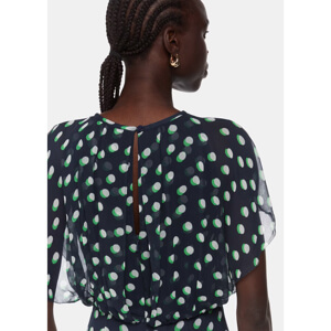 Whistles Moon Spot Print Midi Navy Dress